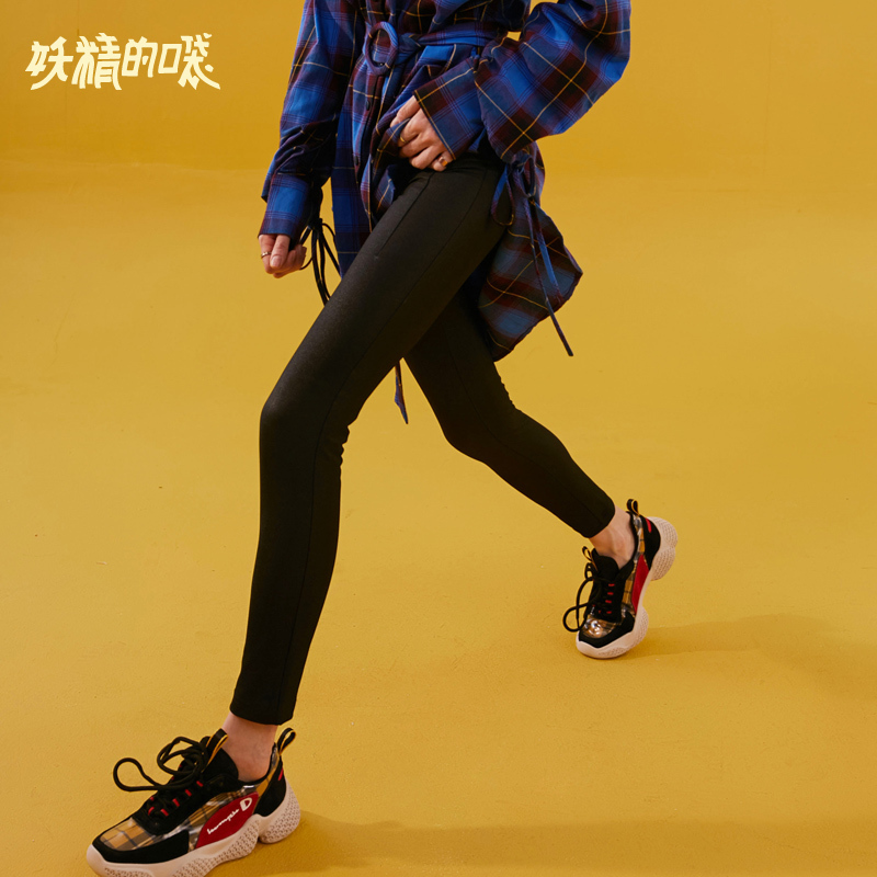 妖精的口袋Y秋裤子女欧货宽松复古休闲裤秋装九分小脚裤J