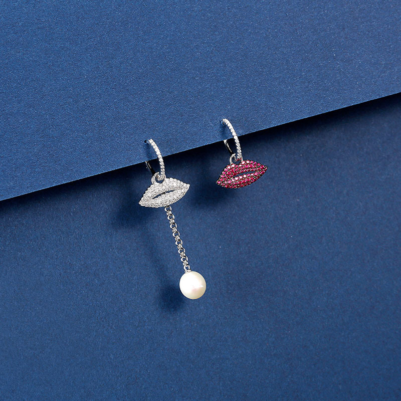 apmmonaco姚晨徐璐明星同款嘴唇配淡水珍珠耳环女设计感耳环长款气质