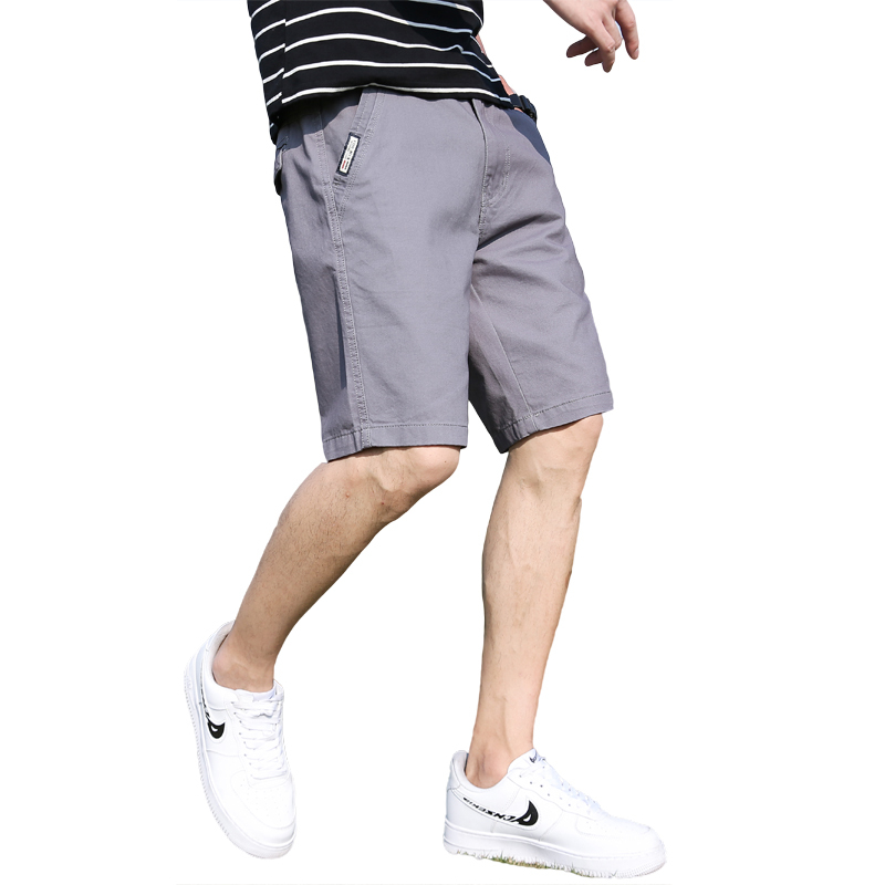 富贵鸟2021短裤男 夏季薄款五分裤修身青年纯色弹力休闲裤潮中裤卡其色裤子17405