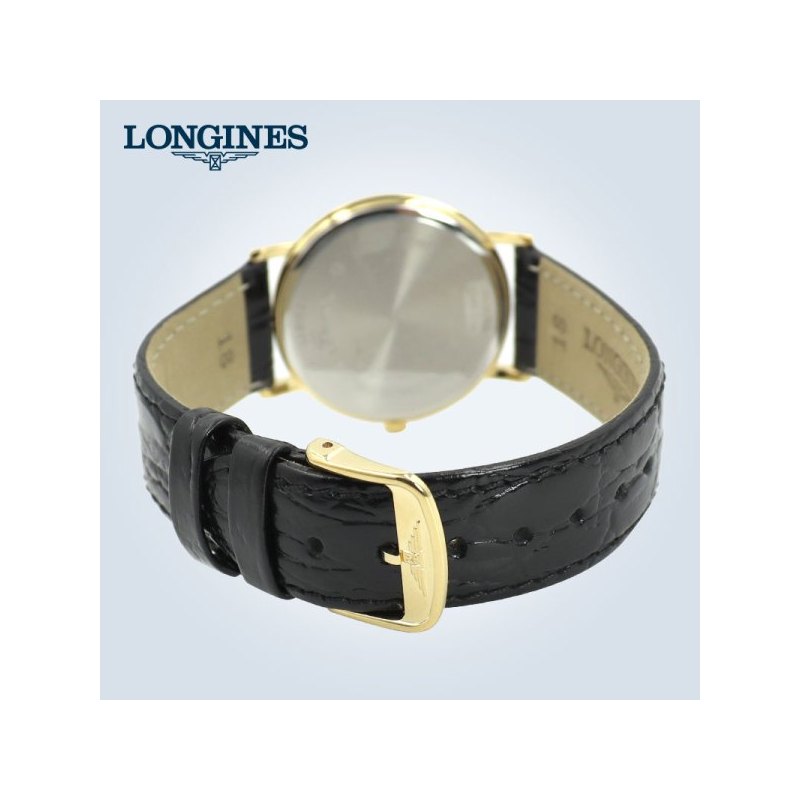 浪琴(LONGINES)瑞士进口瑰丽系列石英表男 金盘黑皮 L4.819.2.32.2 男表