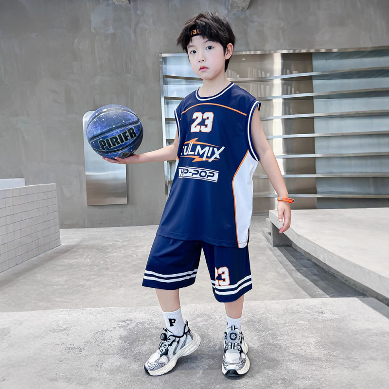 男童夏季无袖背心速干衣套装2025新款男孩夏装中大童洋气篮球服潮