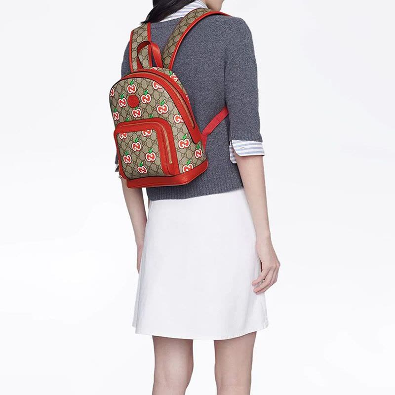 预订 20春夏款 20春夏款 GUCCI 限定款 双G苹果图案 双肩包 22*29*14CM图片