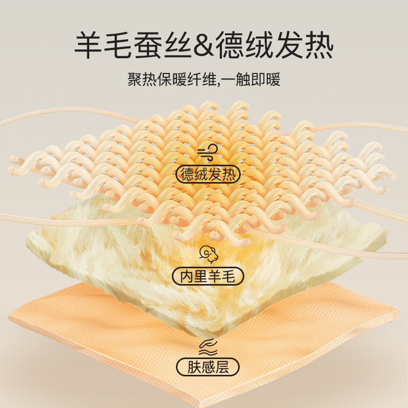 抗静电情侣蚕丝羊毛保暖内衣女羽绒贴片发热秋衣秋裤男士保暖套装