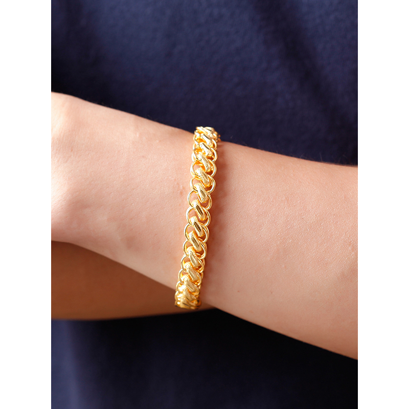 zhaoliang兆亮珠宝390元克黄金手链男款足金999金手链泰国龙头宽霸气