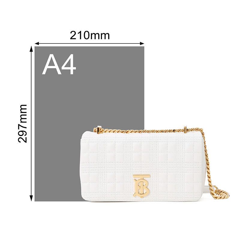 BURBERRY 博柏利 女士 单肩包 Lola 链条包小号 TB LOGO绗缝粒纹皮革8021106金扣图片