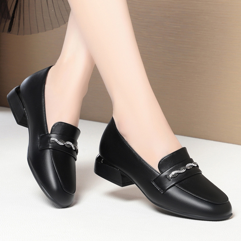 新款软皮软底厚底单鞋女春秋英伦风圆头乐福鞋小皮鞋