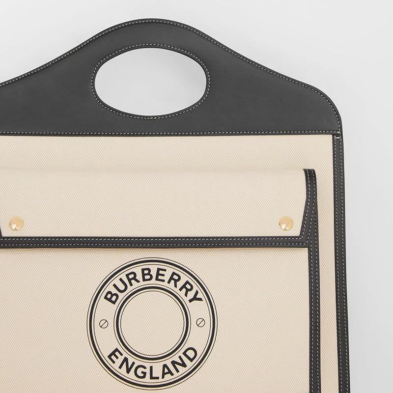 BURBERRY 博柏利 Pocket 手提包徽标中号 圆形徽标帆布织物8028041图片