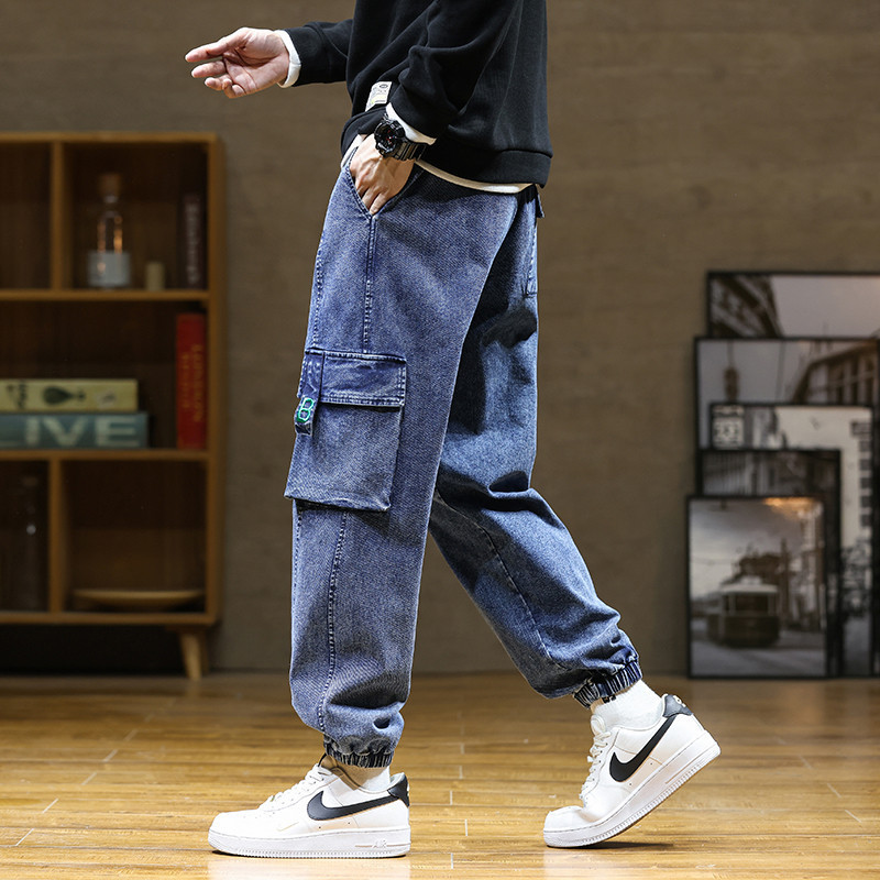 春秋大码牛仔裤男士加肥加大潮牌束脚裤子男款时尚宽松休闲哈伦裤