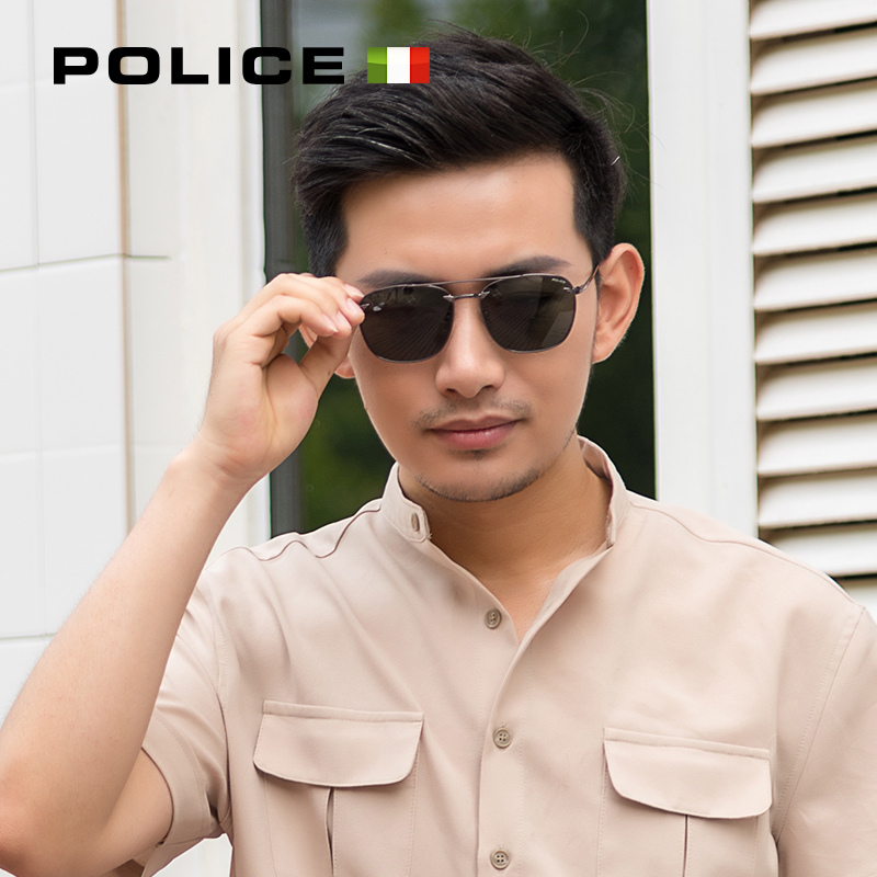 意大利police2018新款男土眼镜太阳镜男潮人开车墨镜个性简约复古