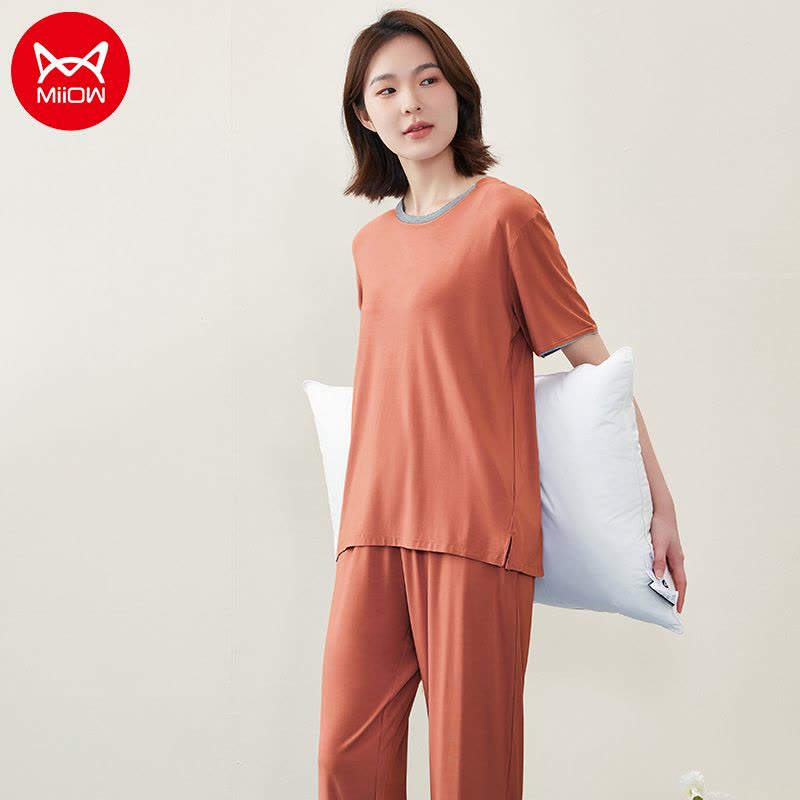 猫人男士女士冰丝家居服套装图片