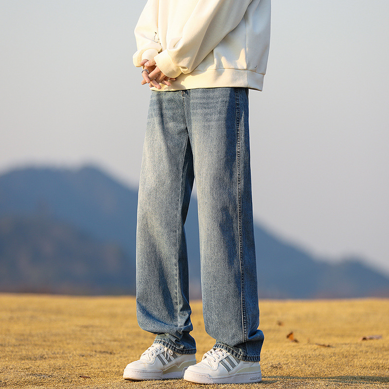 美式复古牛仔裤新款男春季vibe高街直筒宽松青少年休闲长裤子