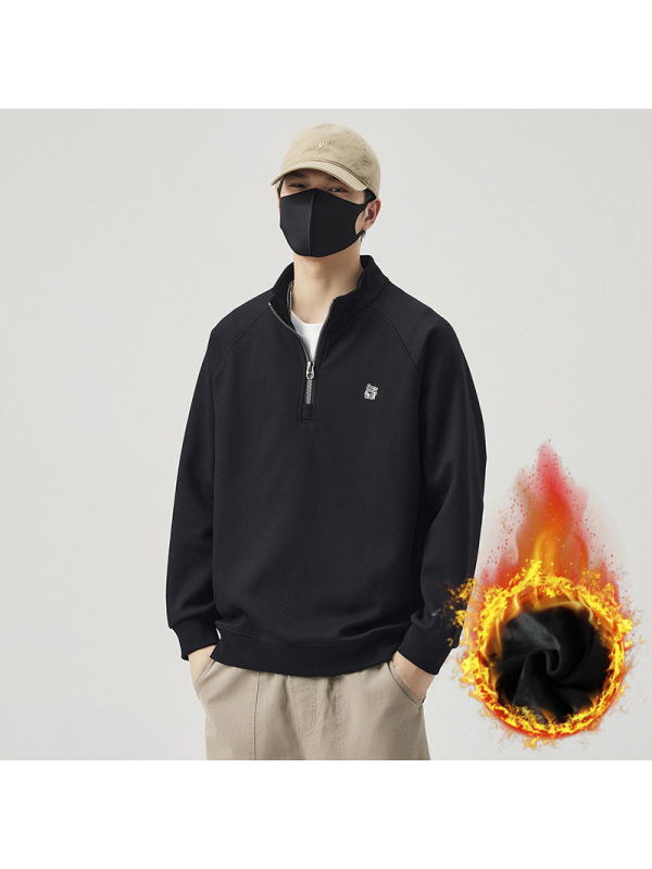 秋季半高领拉链男士卫衣春秋季潮流百搭长袖新款美式潮牌百搭上衣