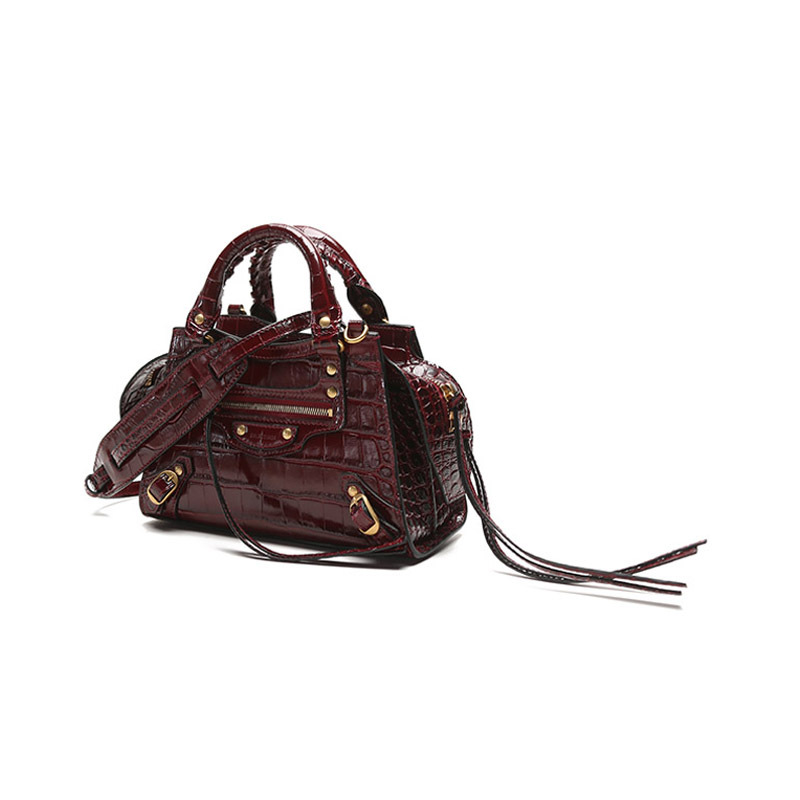 巴黎世家 BALENCIAGA 女士鳄鱼纹牛皮革Neo Classic手提单肩斜挎包迷你款638524 1ROD1