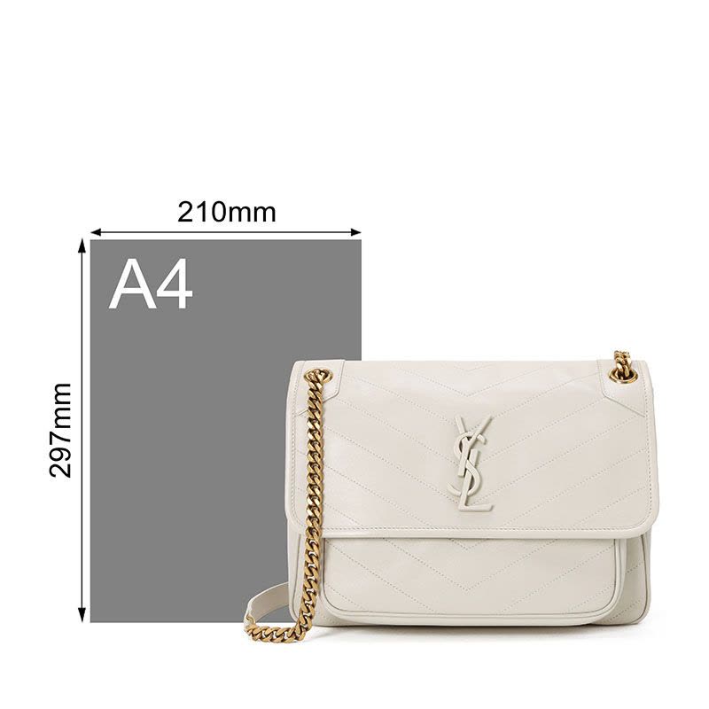 预售 圣罗兰YSL NIKI 口盖包中号 字母LOGO光面皮 褶皱皮 女士单肩包498894金链银链图片