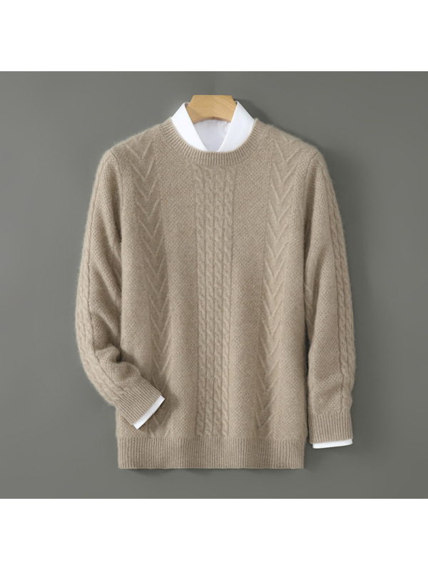 秋冬款羊毛圆领加厚男士羊毛衫长袖套头休闲毛衣商务大码针织打底