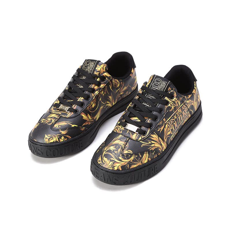 范思哲 VERSACE JEANS COUTURE 男士皮革等材质系带休闲运动鞋板鞋72YA3SK6 ZP100图片