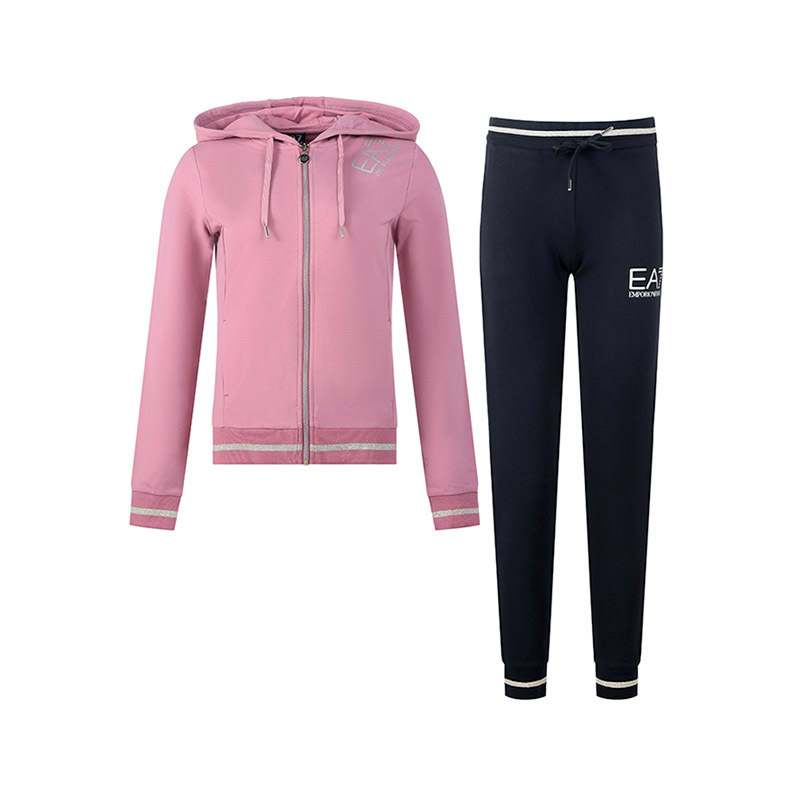 阿玛尼 EMPORIO ARMANI EA7 女士棉质连帽拉链卫衣开衫运动裤卫裤套装6LTV53 TJCQZ