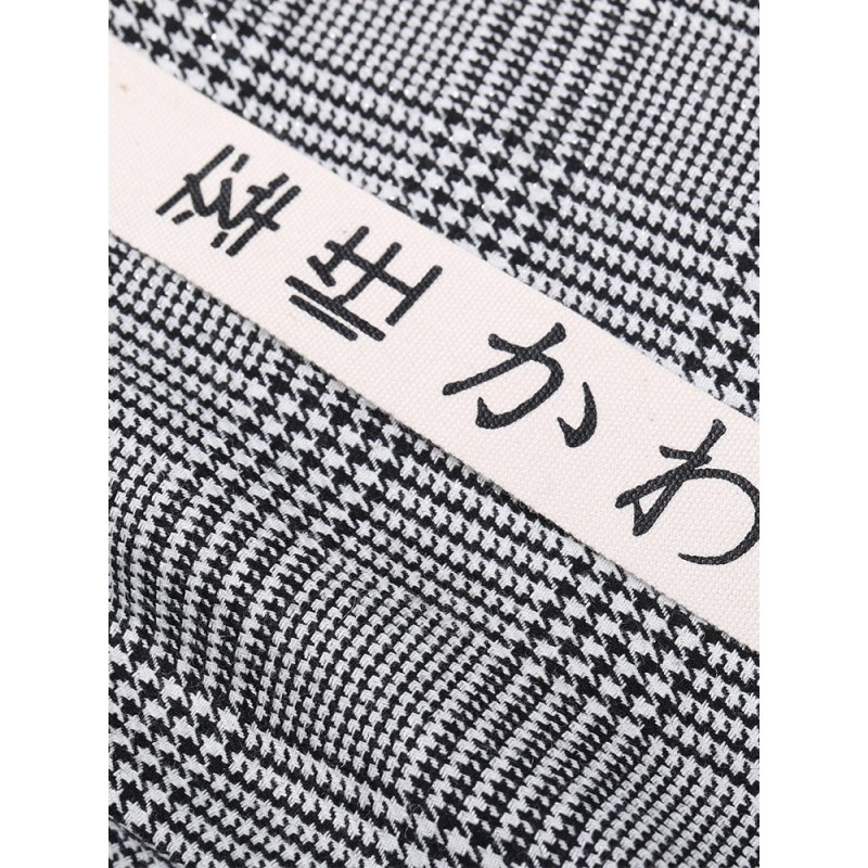 库恩玛维秋装复古休闲格子哈伦裤千鸟格九分宽松萝卜裤女士西装裤