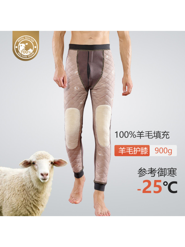 100%羊毛护膝棉裤男款加厚特厚中老年东北双层护腰加绒保暖裤男冬