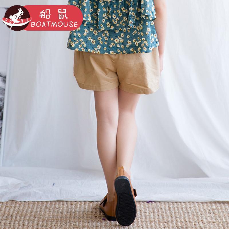 boatmouse船鼠女童短裤夏薄款外穿 卡通休闲卡其色儿童热裤宝宝裤子