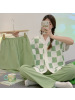 春秋季睡衣女棉质翻领短袖三件套卡通可爱少女感家居服大码可外穿