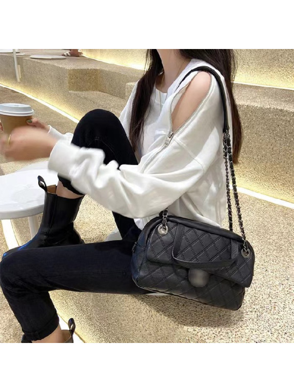 秋冬季长袖露肩拉链卫衣女宽松韩版圆领薄款T恤女士外套上衣女装