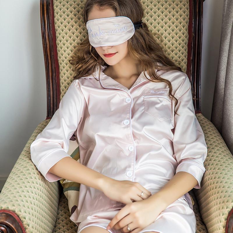 LOUIS ROYER 春夏新款仿 真丝睡衣女春秋套装女士长袖家居服两件套装