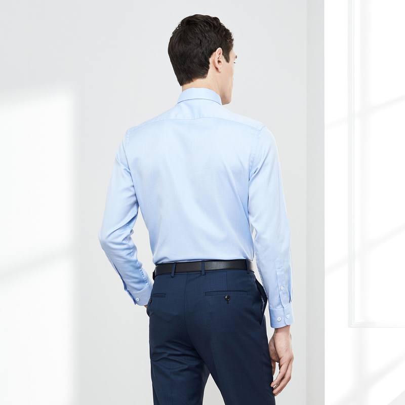 Youngor/雅戈尔2019春新品男士商务休闲浅蓝长袖衬衫028IBY 41件