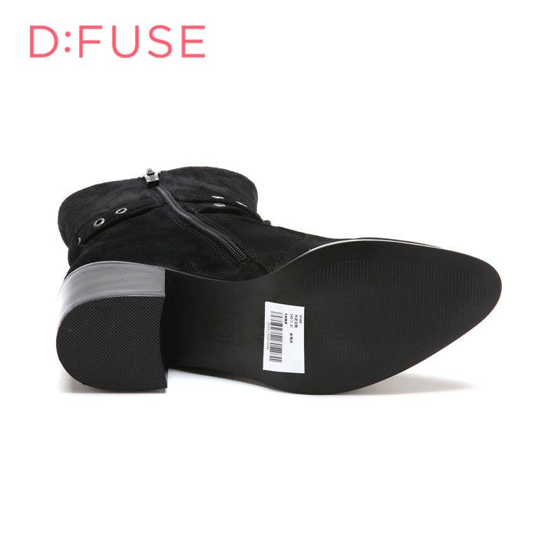 迪芙斯D:FUSE牛皮尖头中跟拉链皮带扣深口女鞋DF44115025图片