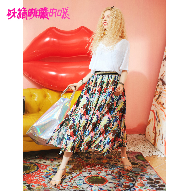 妖精的口袋Y波西米亚风中长裙夏装甜美碎花半身裙子女J_1
