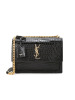 圣罗兰 YSL SUNSET 口盖包中号 字母LOGO鳄鱼纹442906金链 女士斜挎单肩包