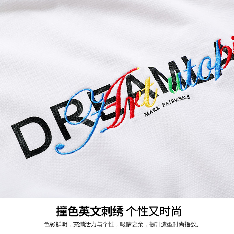 马克华菲卫衣男连帽2020春季男士带帽白色潮长袖刺绣立体印花上衣