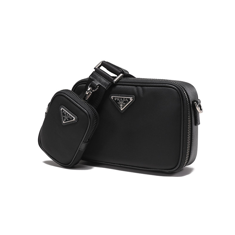 普拉达prada男士brique系列renylon再生尼龙皮革单肩斜挎包手拿包带