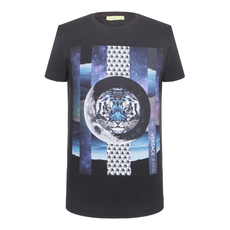 VERSACE JEANS男士黑色棉质短袖T恤衫B3GRA75C 30134 899