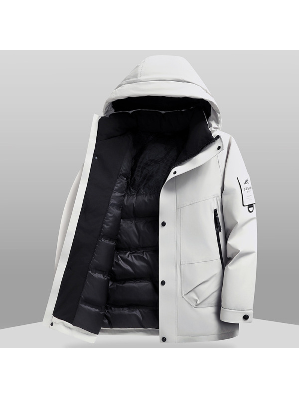 男女同款户外情侣款宽松羽绒服连帽冲锋衣秋冬新款工作服羽绒外套