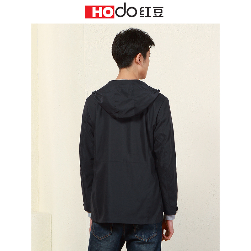 HODO红豆男装 男士风衣 2019春季新款时尚有型连帽风衣男