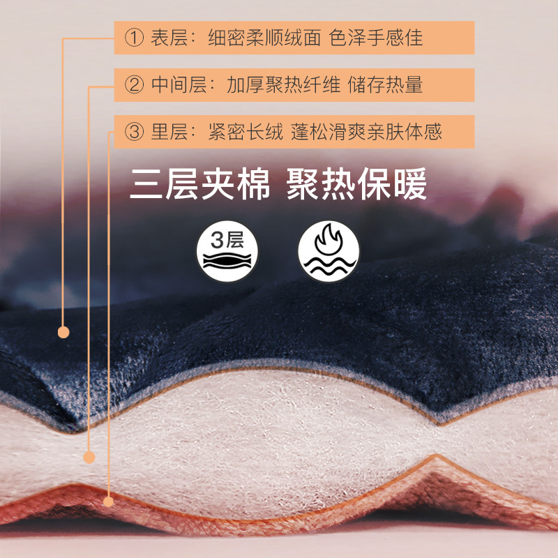爱帝男士夹棉加绒加厚简约大码翻领冬季防寒保暖家居服套装睡衣