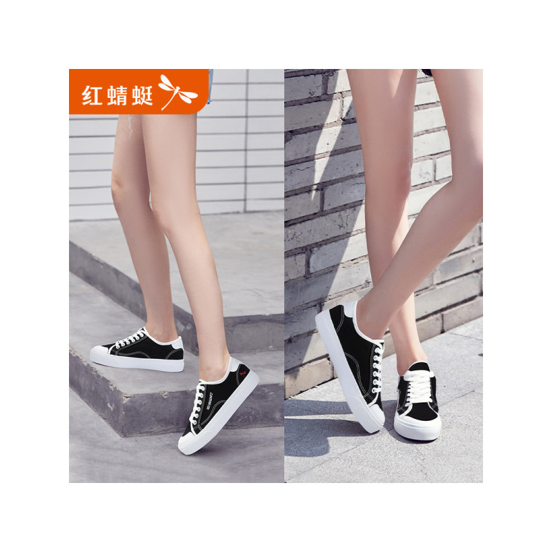 红蜻蜓布鞋女新款潮一脚蹬平底百搭学生韩版夏季薄款透气帆布WTB9542