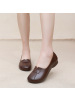 真皮乐福鞋2023秋季新款妈妈鞋圆头浅口平底大码软底单鞋