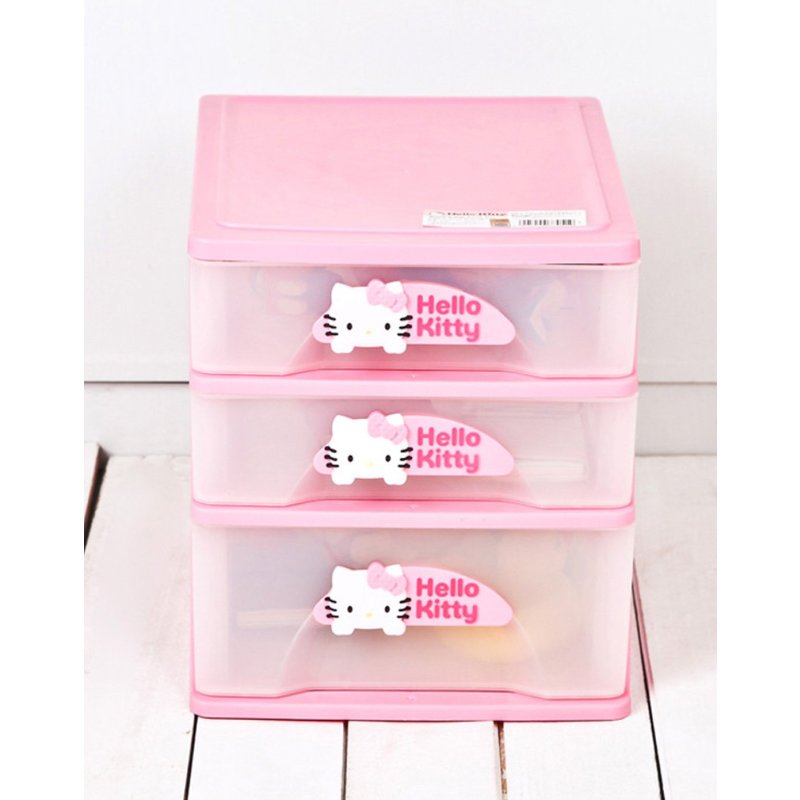 爱丽思hellokitty卡通塑料文具小物抽屉式桌面收纳盒