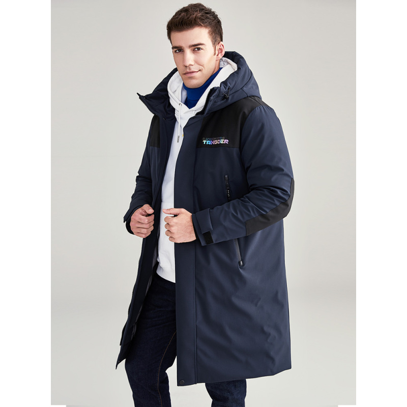 坦博尔2020新品鹅绒羽绒服男中长款时尚保暖加厚冬装外套ta201789