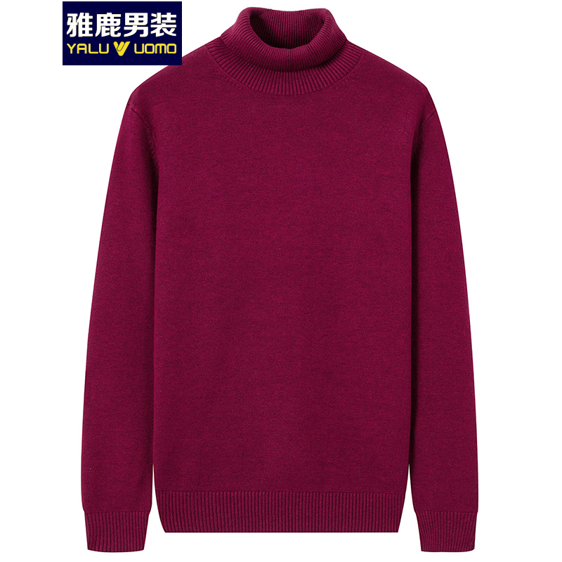 雅鹿男装2019秋冬季新品休闲百搭套头高领保暖男士毛衣针织衫19308818