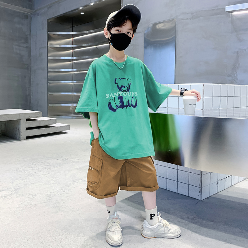 儿童装男童夏装套装新款夏季大童男孩夏款衣服潮帅气两件套薄