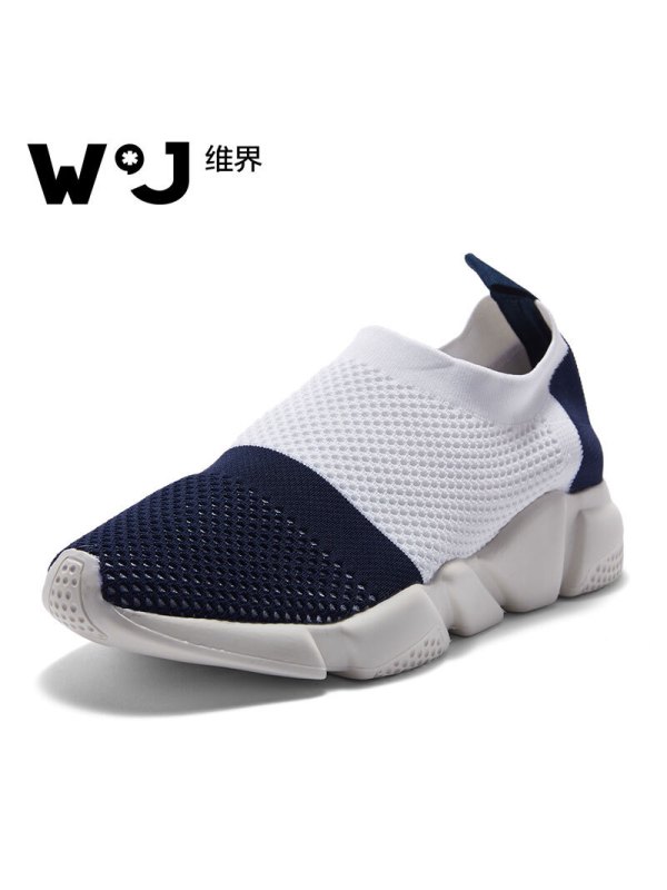 维界潮流撞色 新款一脚蹬网眼鞋透气鞋布鞋