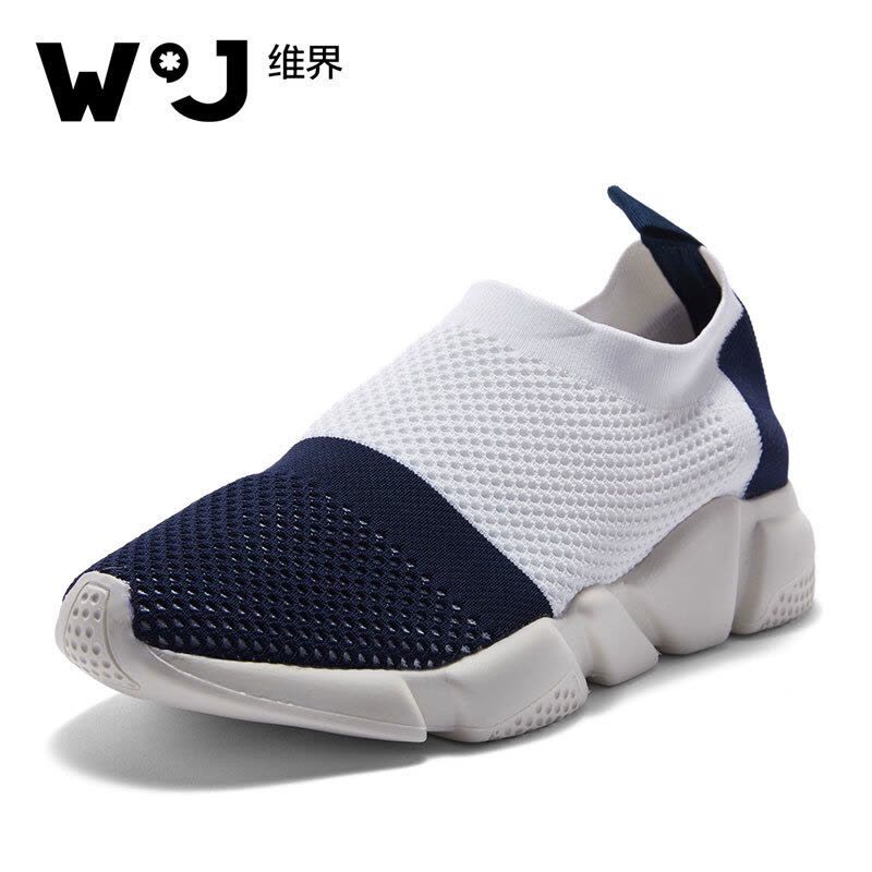 维界潮流撞色 新款一脚蹬网眼鞋透气鞋布鞋图片
