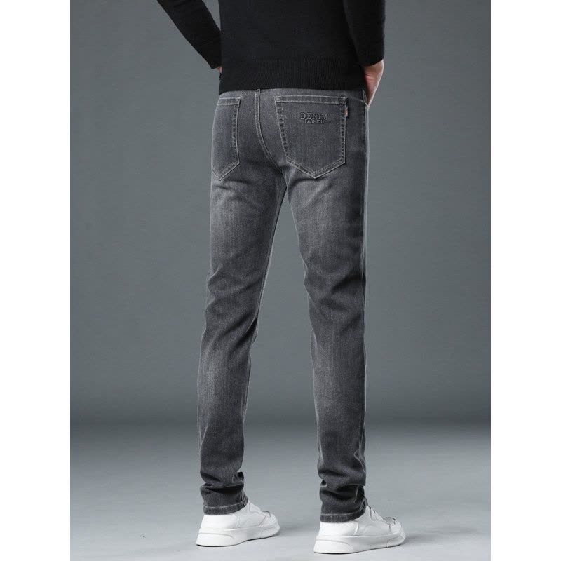 广州加厚男士牛仔裤高端轻奢修身弹力潮牌大码轻商务小直筒长裤男图片