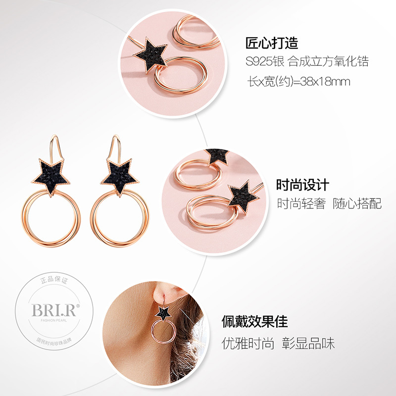 佰色传情纯银耳环耳坠女气质长款网红高级感2019新款潮耳饰