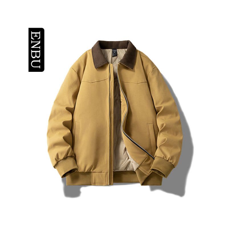 恩步秋冬季新款羽绒服男外套美式工装休闲潮牌翻领羽绒服上衣图片