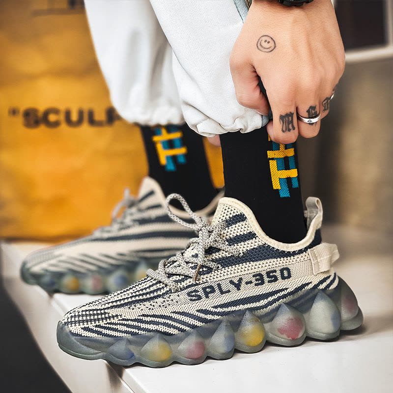 Ceba爆米花底舒适跑步2022春季新款飞织椰子鞋休闲运动鞋网面透气男鞋图片