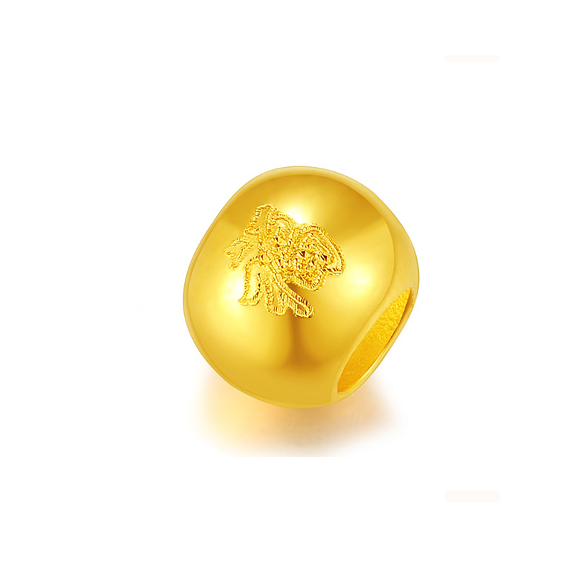 手拉手(Slaso)珠宝 DIY黄金手串配珠福字金珠 足金999 光珠子散珠吊坠 转珠运